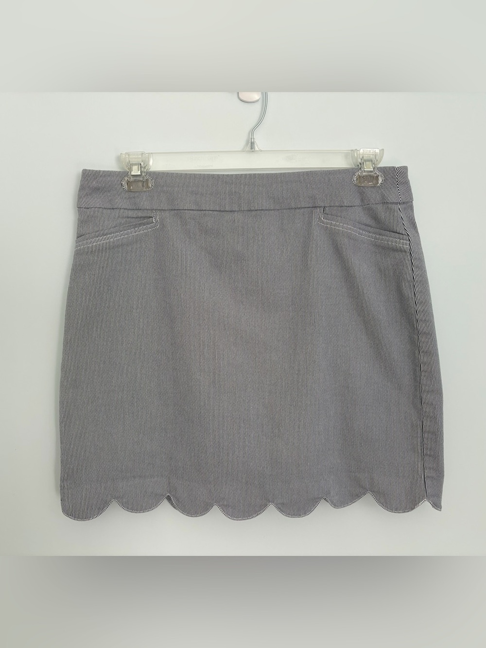 Navy and white striped Scallop-Hem Women's Skort